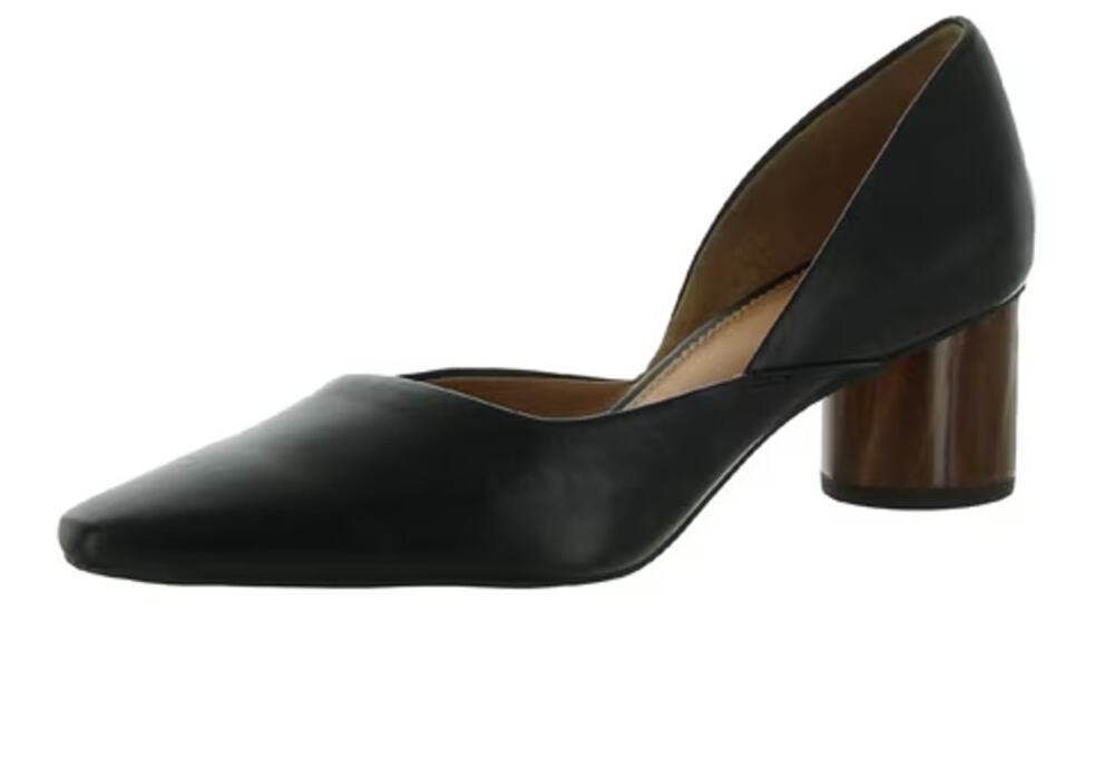 Franco Sarto Womens Rita Pumps Size 6 M EU 36 Black Leather Wood Heel NIB